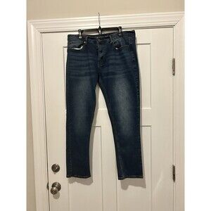 American Rag Mens Comfort Stretch Denim Blue Jeans Tapered Leg 36x30 Dark Wash